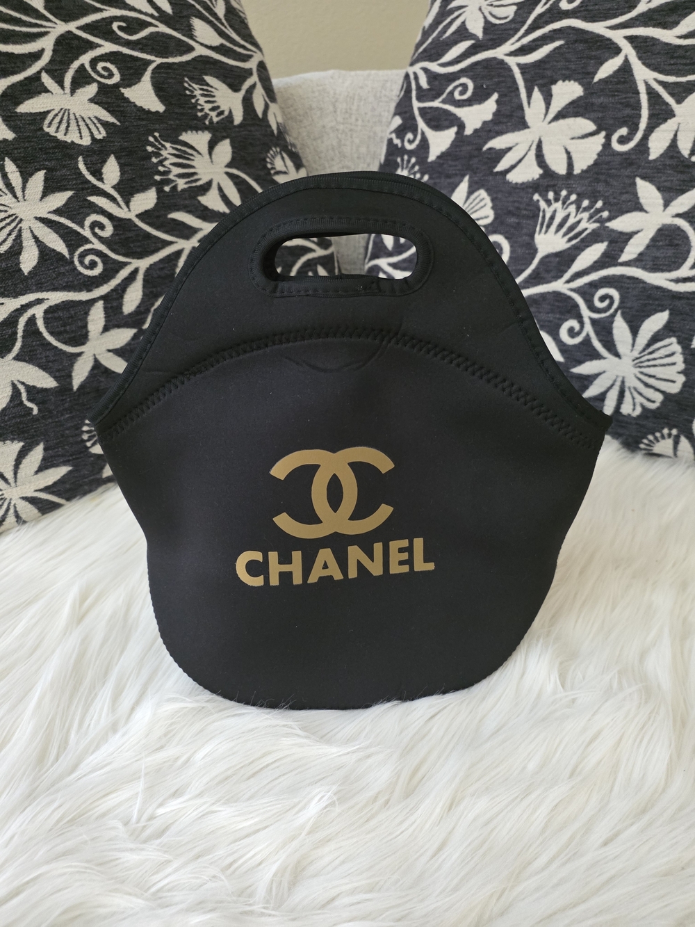 Black Padded Lunch Bag Cosmetic Bag Small Tote
